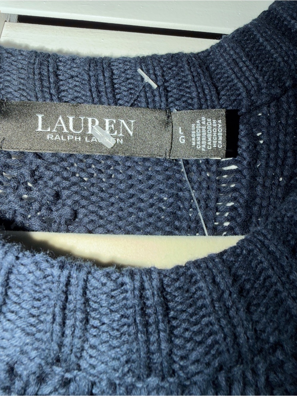 NWT Lauren Ralph Lauren Navy Cable Knit Crewneck Sweater Dress with Gold Buttons - Picture 3 of 7